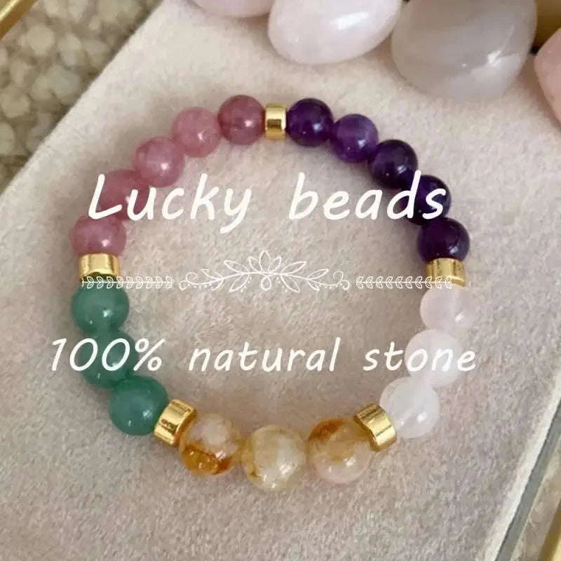 ✨ Good Luck Bracelets for Women – Real Natural Stone Citrine, Tiger Eye & Amethyst – Luxury Original Jewelry Gift for Girlfriend, Mom