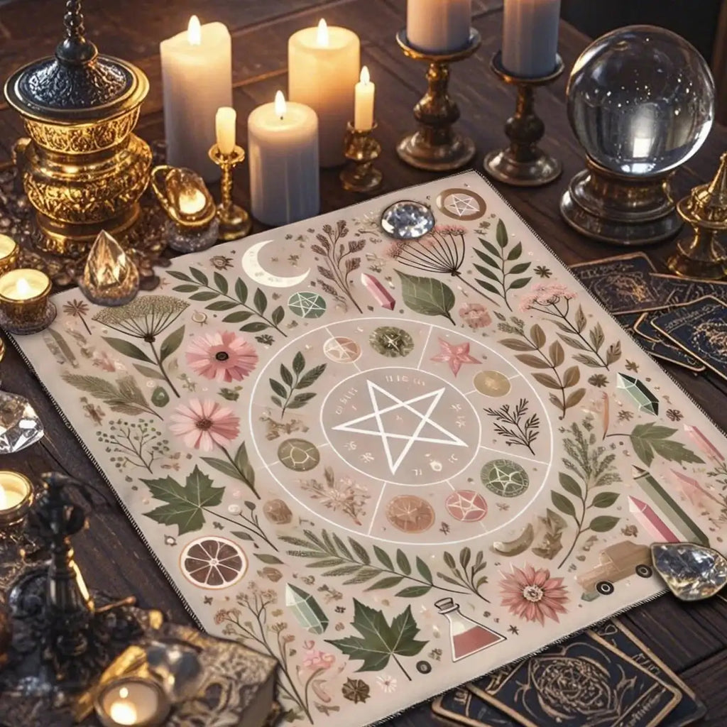 Gothic Tarot Tablecloth – Durable Polyester Altar Cloth Featuring Esoteric Designs for Divination and Ritual Use