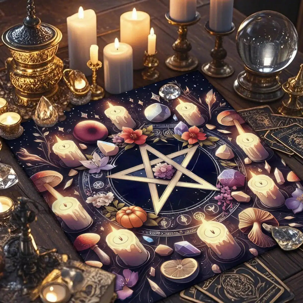 Gothic Tarot Tablecloth – Durable Polyester Altar Cloth Featuring Esoteric Designs for Divination and Ritual Use