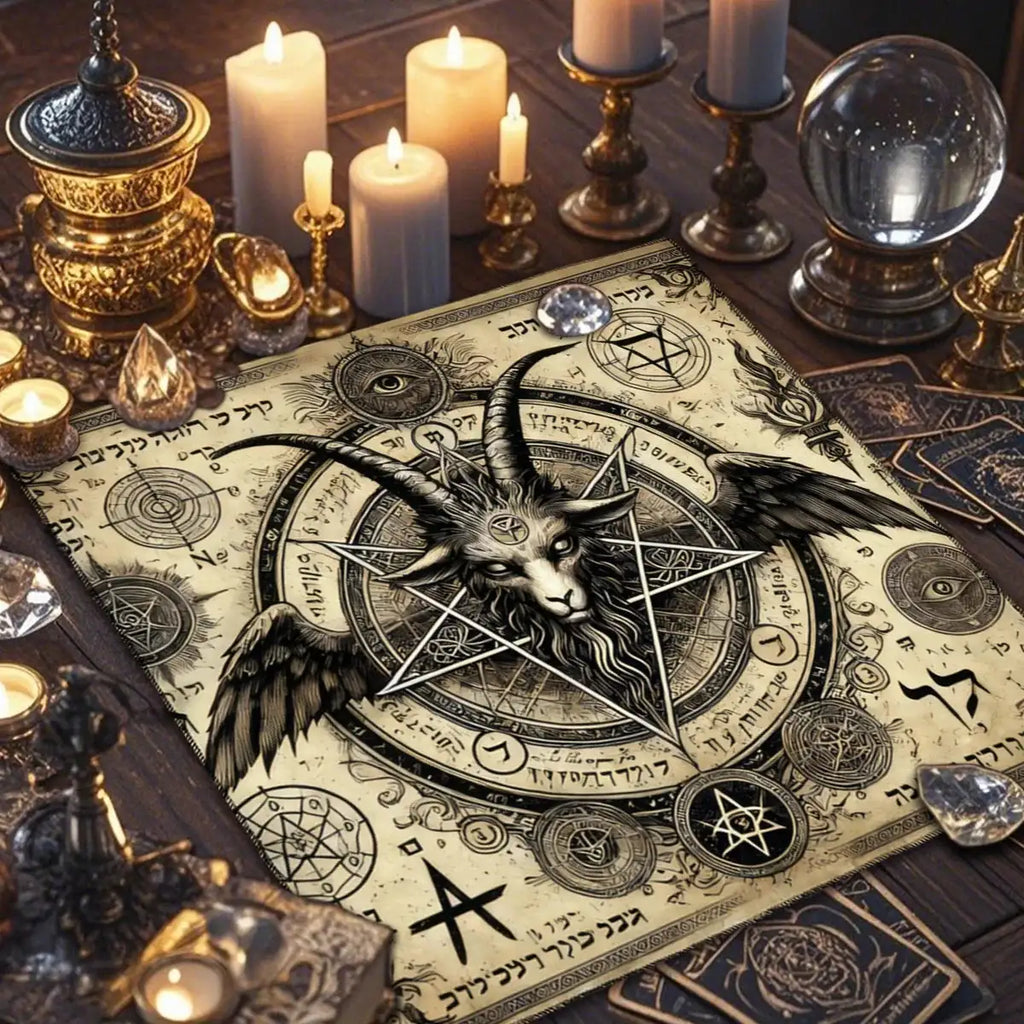 Gothic Tarot Tablecloth – Durable Polyester Altar Cloth Featuring Esoteric Designs for Divination and Ritual Use