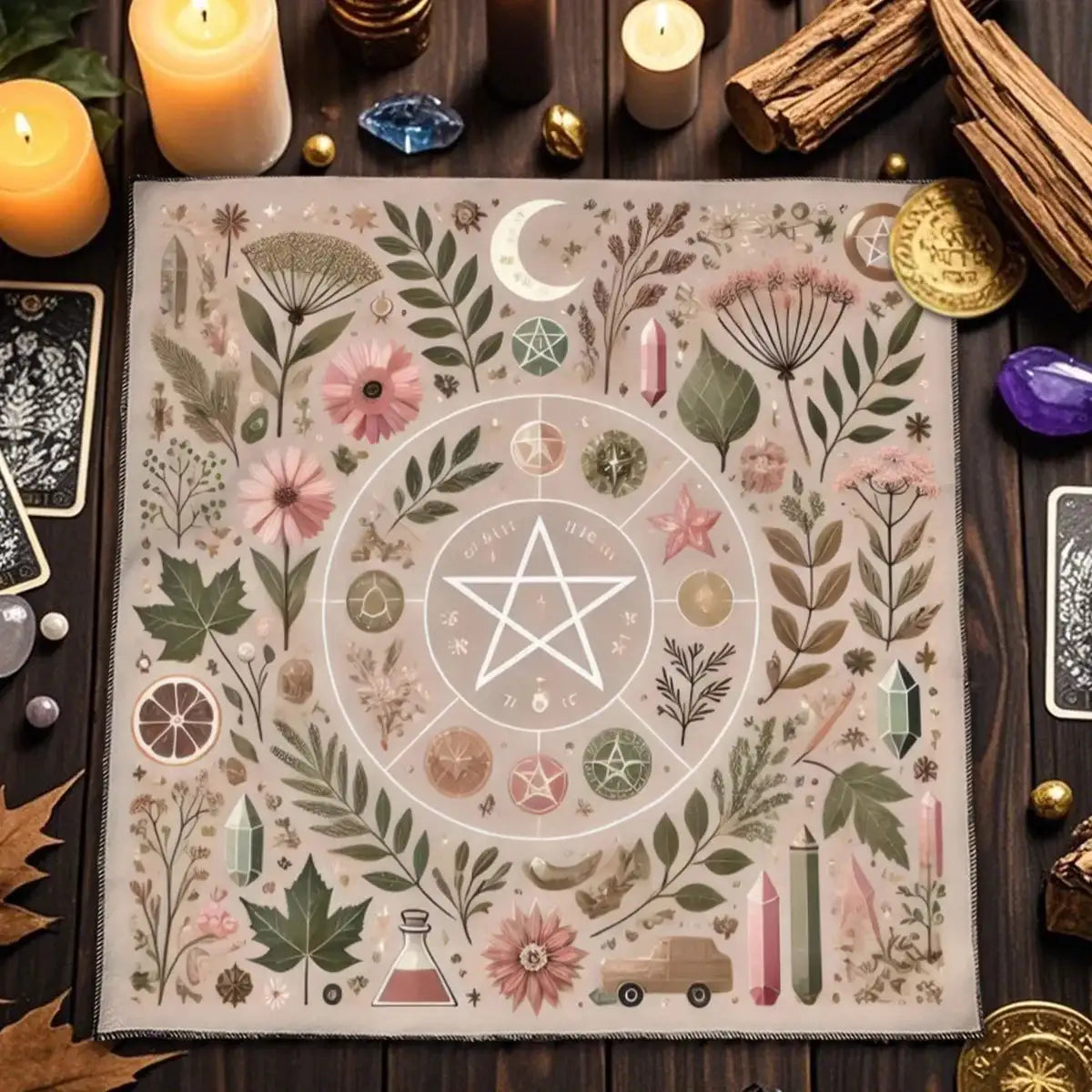 Gothic Tarot Tablecloth – Durable Polyester Altar Cloth Featuring Esoteric Designs for Divination and Ritual Use TLB (928)