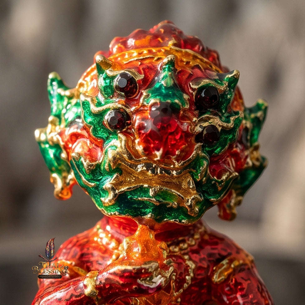 Great Fortune Si Hu Ha Ta Maha Heng Samrit Red Enamel - Khru Ba Kham Fan Wat Ko Chok 2023 Thai Blessing Co By RURUECHA
