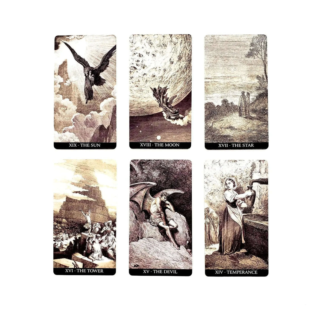 🎴Gustave Doré Tarot Deck – 78-Card Black & White Masterpiece for Spiritual Divination and Fun Family Board Game