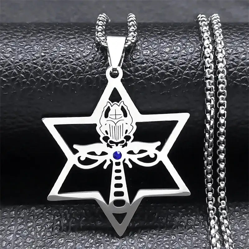 ✨ Hamsa Hand Ankh Lotus Necklace – Stainless Steel | Silver Color | Egyptian Eye of Horus Protective Jewelry | Unisex Spiritual Amulet C 50cm BOX SR