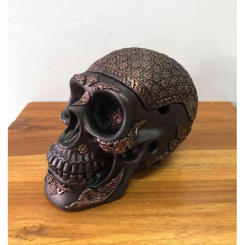 Handcrafted Gold Skull Ashtray with Unique Design for Distinctive Home Decor นาค 9x15.5x11cm.