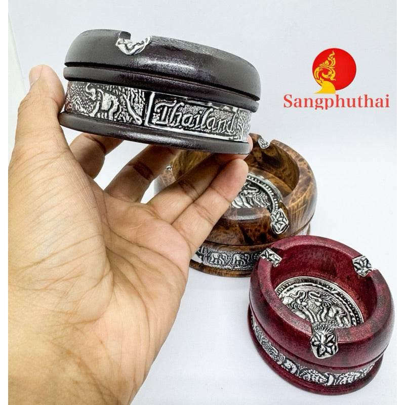 Handcrafted Mango Wood Ashtray Featuring Elephant Design