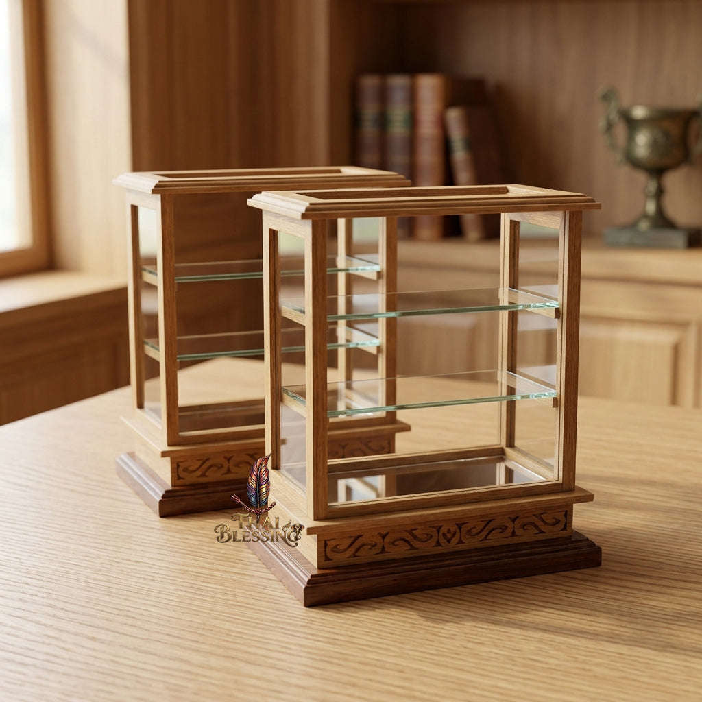 🔱 Handcrafted Miniature Antique Golden Teakwood Bakery & Cake Display Cabinet: Symmetrical Twin Sliding Glass Doors – Dual Integrated Structural Drawers – Premium Insect-Resistant Solid Teak Masterpiece!