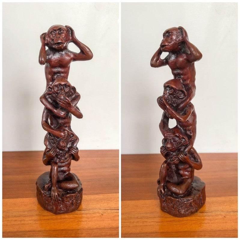 Wise Monkeys Sculpture for Buddhist Mindfulness Home Decor
