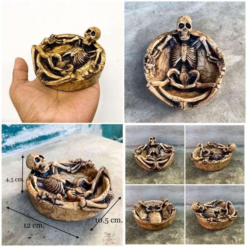 Handcrafted Resin Skeleton Ashtray Decor for Unique Home Aesthetics
