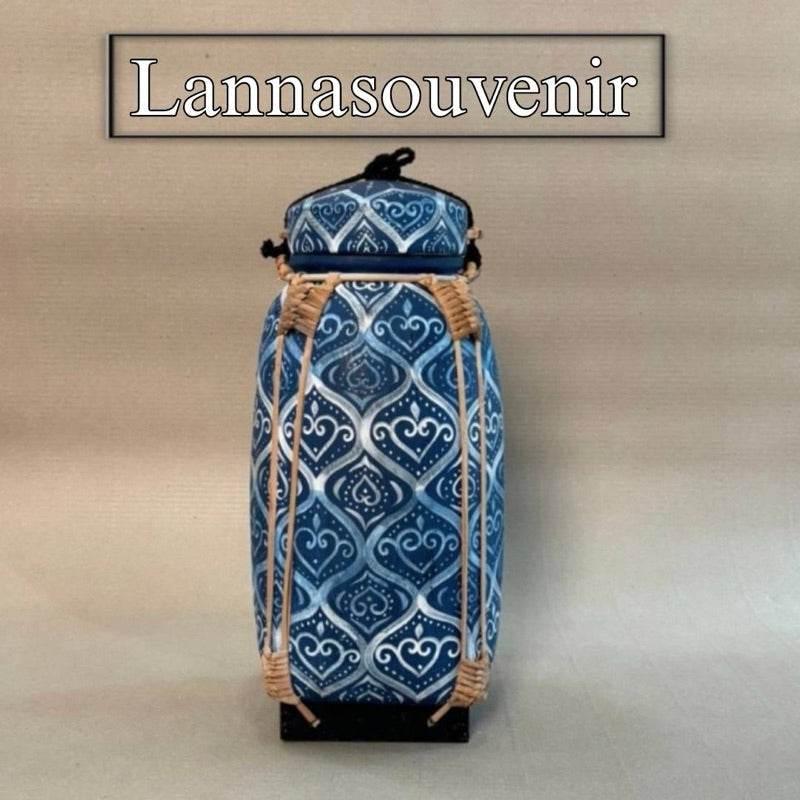 Handmade Bamboo Jar with Wood Powder Bowl Blue