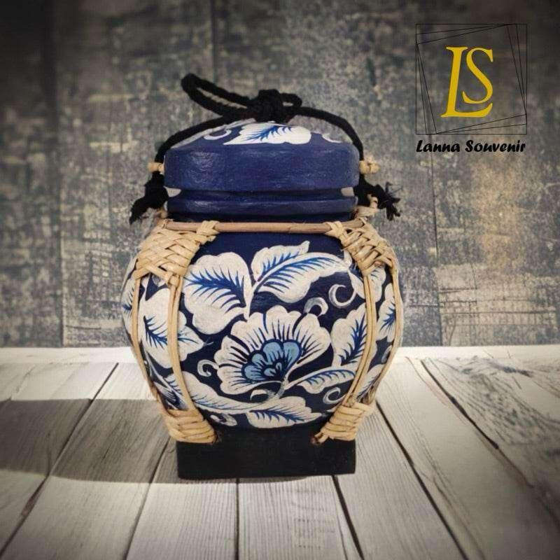 Handmade Bamboo Rice Box - Unique Authentic Thai Souvenir Jar 19