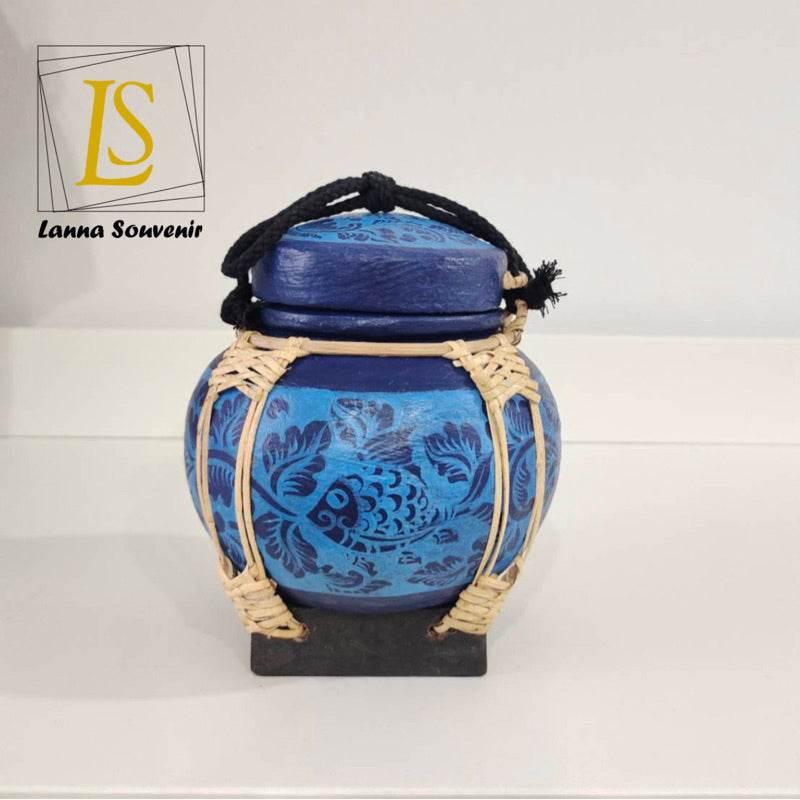 Handmade Bamboo Rice Box - Unique Authentic Thai Souvenir Jar 16