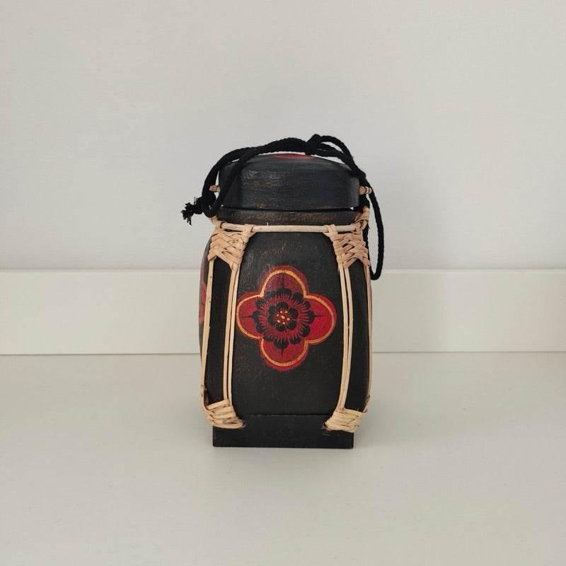 Handmade Thai Bamboo Rice Box - Thai Kratip Khao Storage Jar for Rice and Grains B8