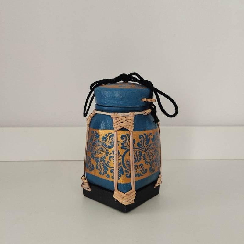 Handmade Thai Bamboo Rice Box - Thai Kratip Khao Storage Jar for Rice and Grains B2
