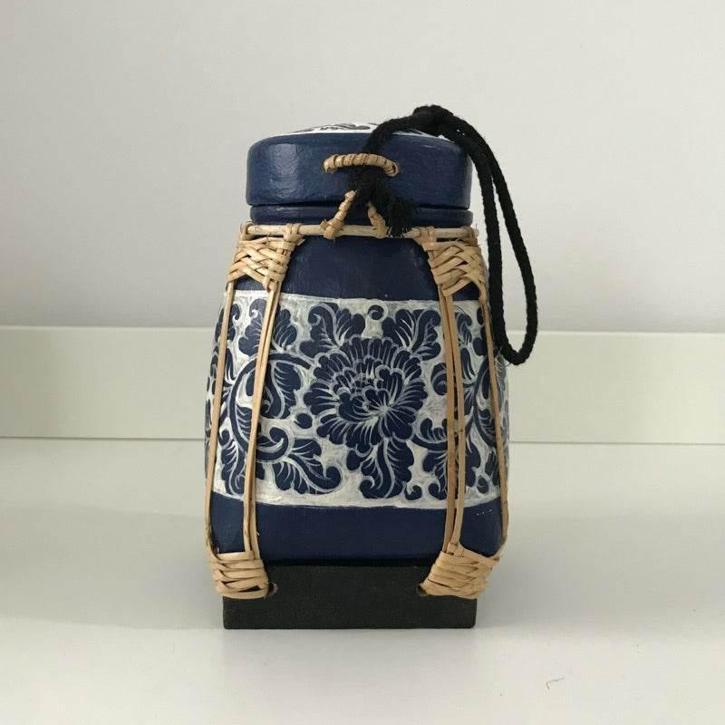 Handmade Thai Bamboo Rice Box - Thai Kratip Khao Storage Jar for Rice and Grains B4