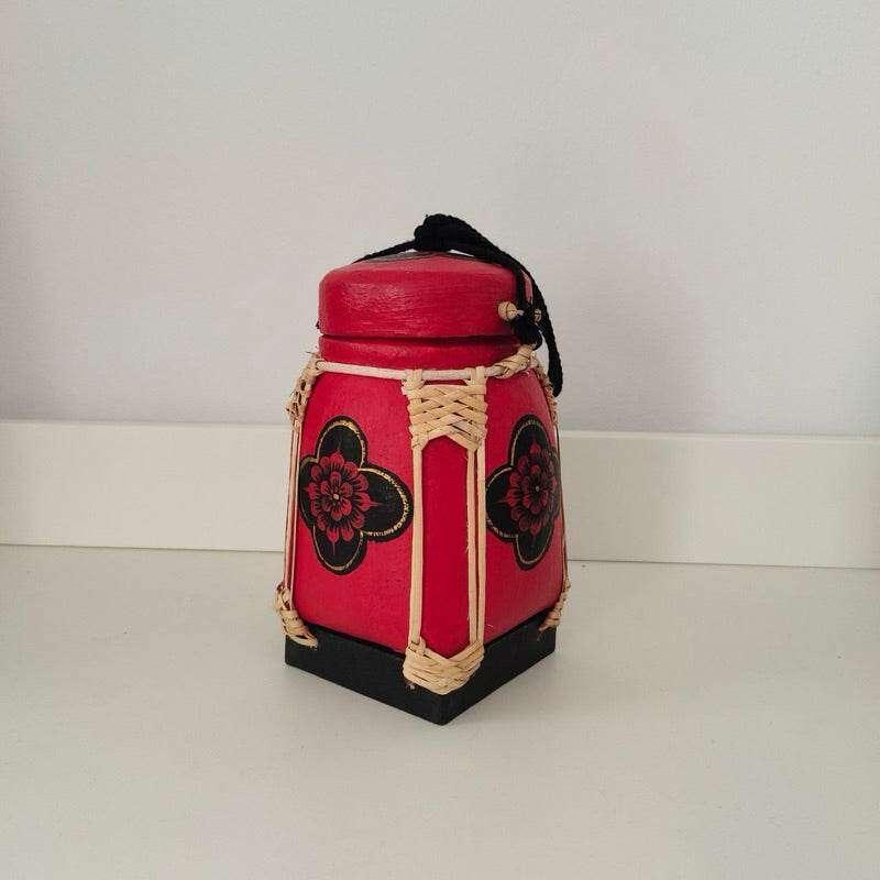 Handmade Thai Bamboo Rice Box - Thai Kratip Khao Storage Jar for Rice and Grains B14