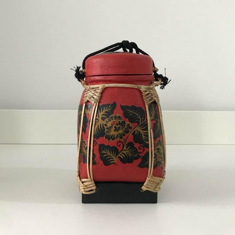 Handmade Thai Bamboo Rice Box - Thai Kratip Khao Storage Jar for Rice and Grains B6