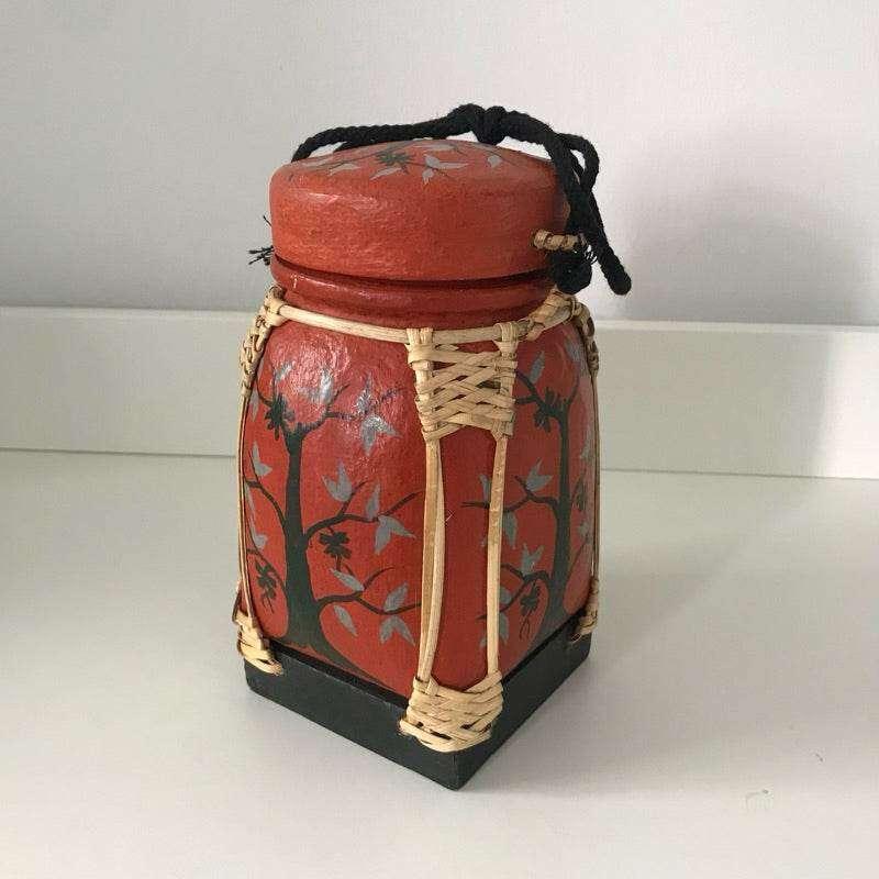 Handmade Thai Bamboo Rice Box - Thai Kratip Khao Storage Jar for Rice and Grains B11