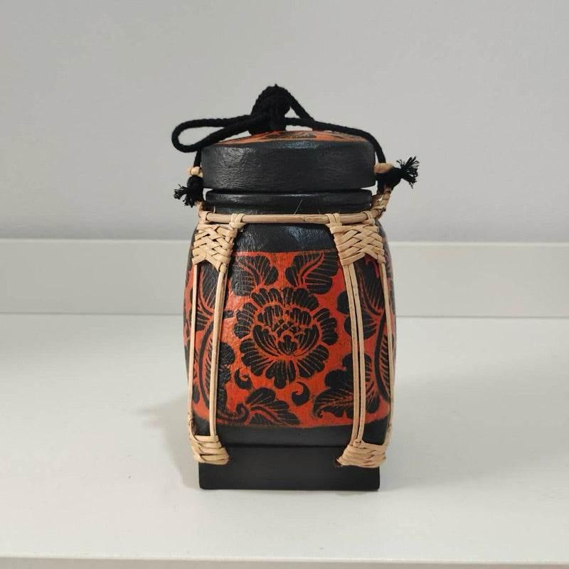 Handmade Thai Bamboo Rice Box - Thai Kratip Khao Storage Jar for Rice and Grains B47