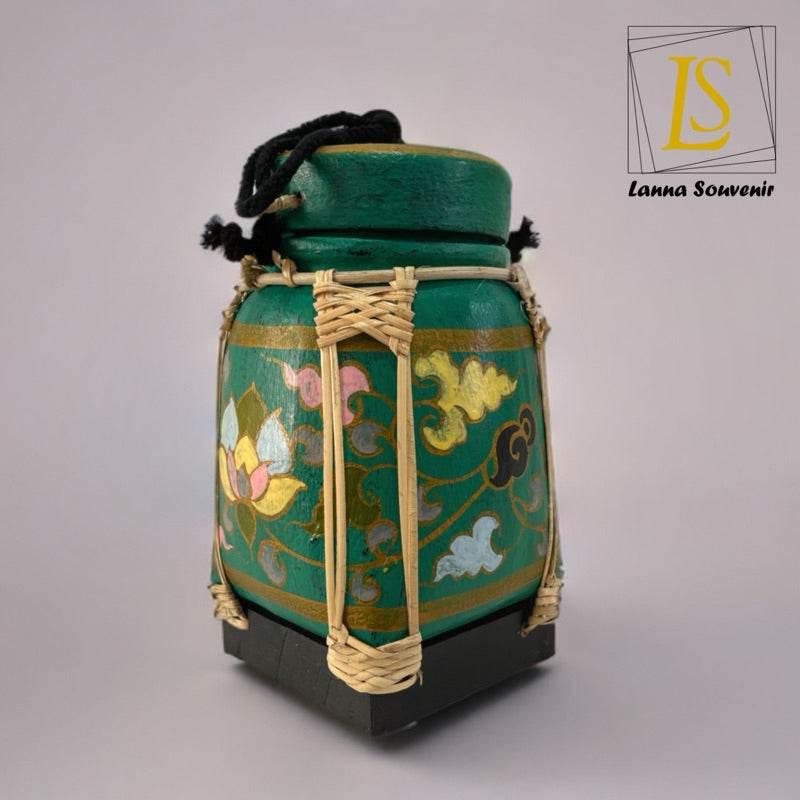 Handmade Thai Bamboo Rice Box - Thai Kratip Khao Storage Jar for Rice and Grains B71