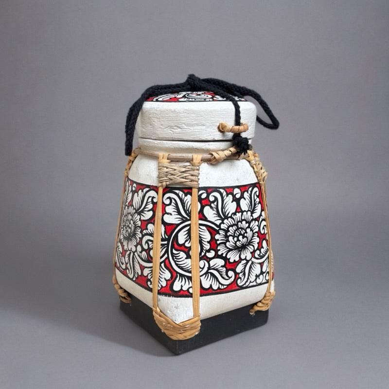 Handmade Thai Bamboo Rice Box - Thai Kratip Khao Storage Jar for Rice and Grains B16