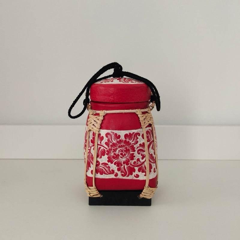 Handmade Thai Bamboo Rice Box - Thai Kratip Khao Storage Jar for Rice and Grains B3