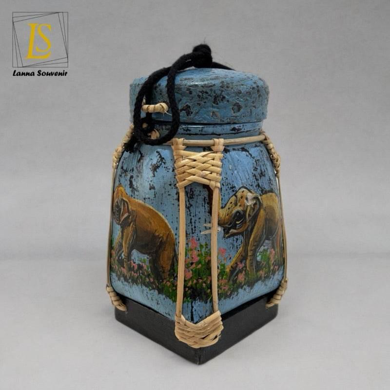 Handmade Thai Bamboo Rice Box - Thai Kratip Khao Storage Jar for Rice and Grains B85 Premium paint