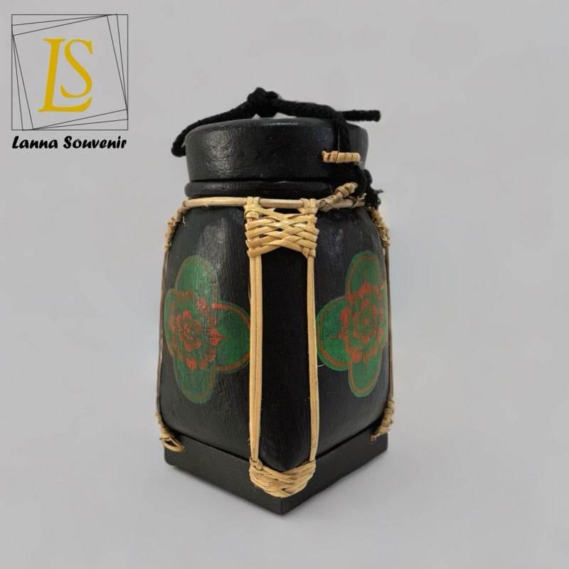 Handmade Thai Bamboo Rice Box - Thai Kratip Khao Storage Jar for Rice and Grains B79