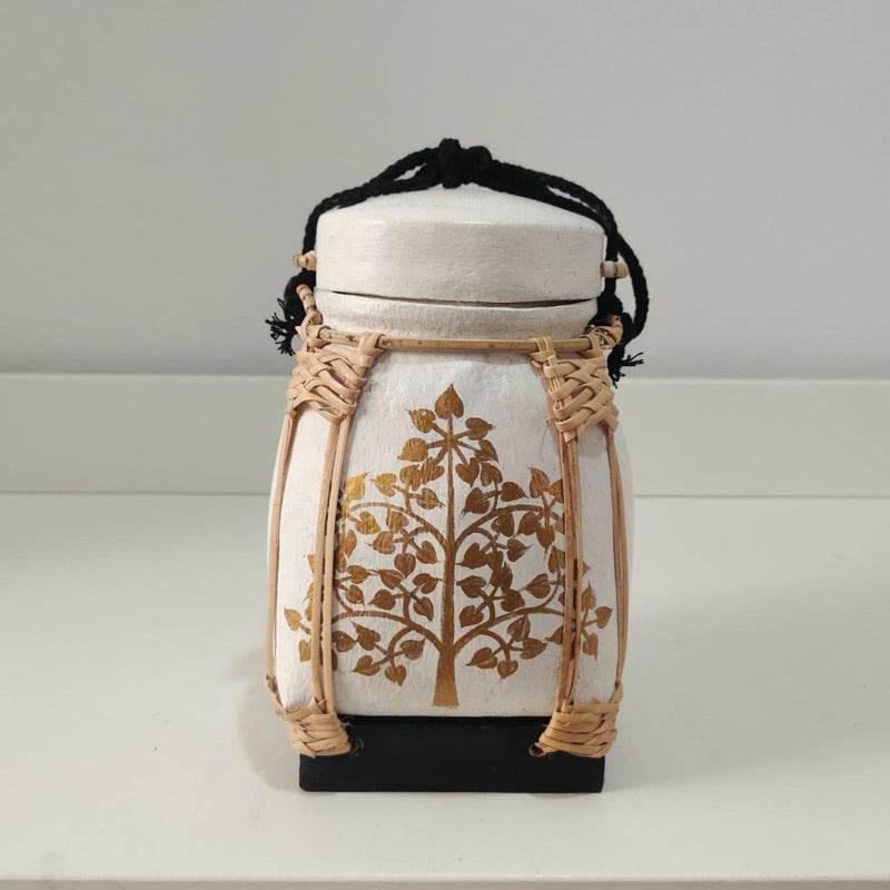 Handmade Thai Bamboo Rice Box - Thai Kratip Khao Storage Jar for Rice and Grains B45
