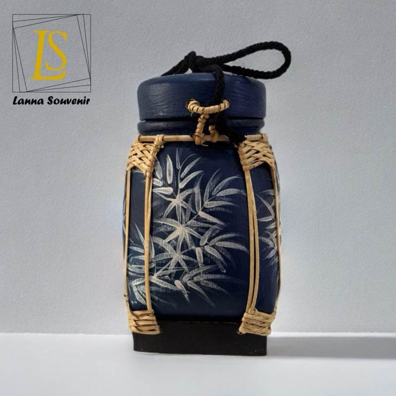 Handmade Thai Bamboo Rice Box - Thai Kratip Khao Storage Jar for Rice and Grains B72