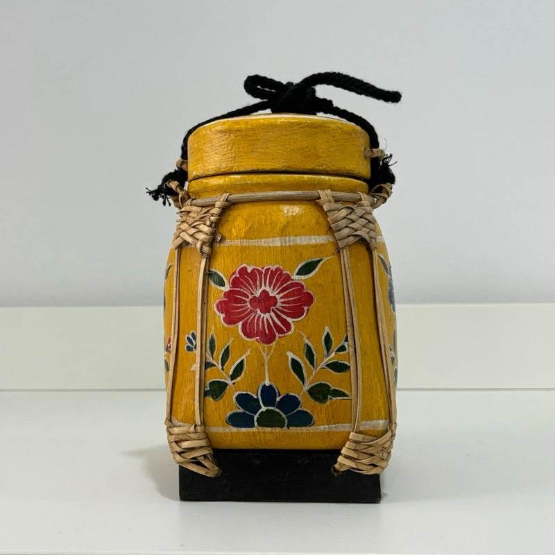 Handmade Thai Bamboo Rice Box - Thai Kratip Khao Storage Jar for Rice and Grains B29
