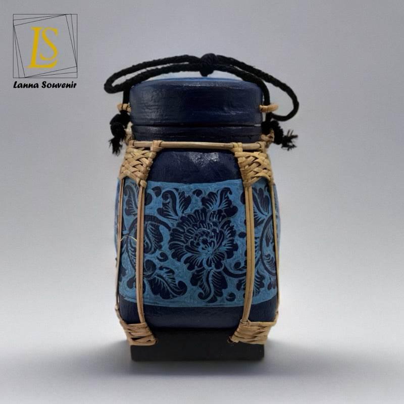 Handmade Thai Bamboo Rice Box - Thai Kratip Khao Storage Jar for Rice and Grains B65
