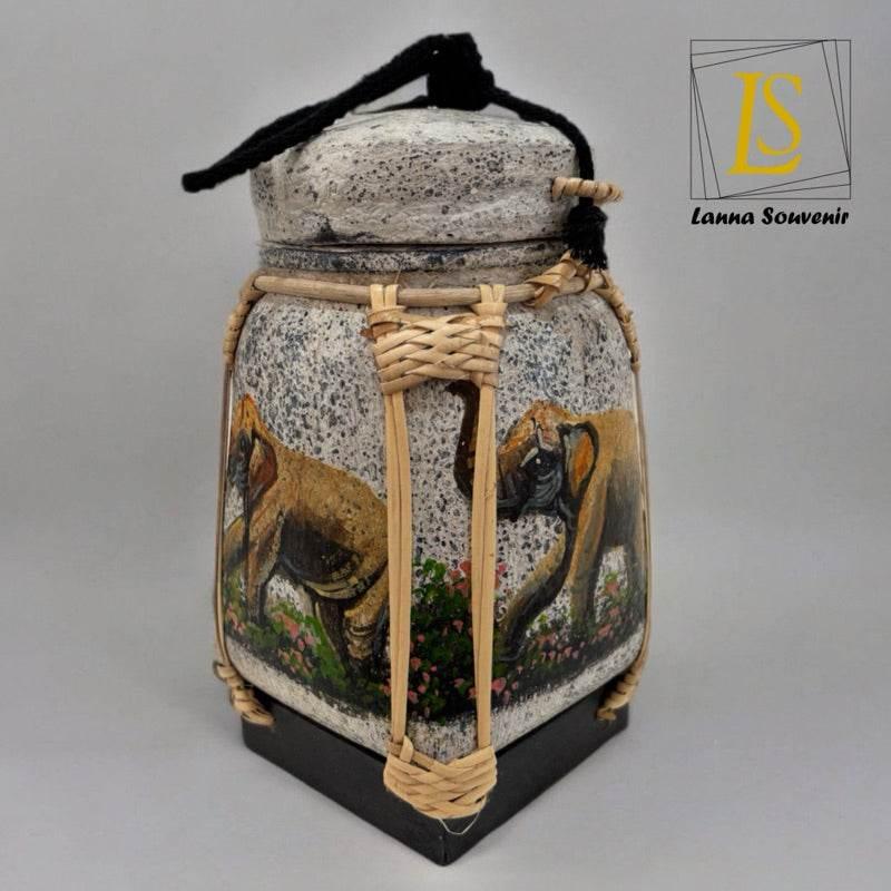 Handmade Thai Bamboo Rice Box - Thai Kratip Khao Storage Jar for Rice and Grains B88 Premium paint