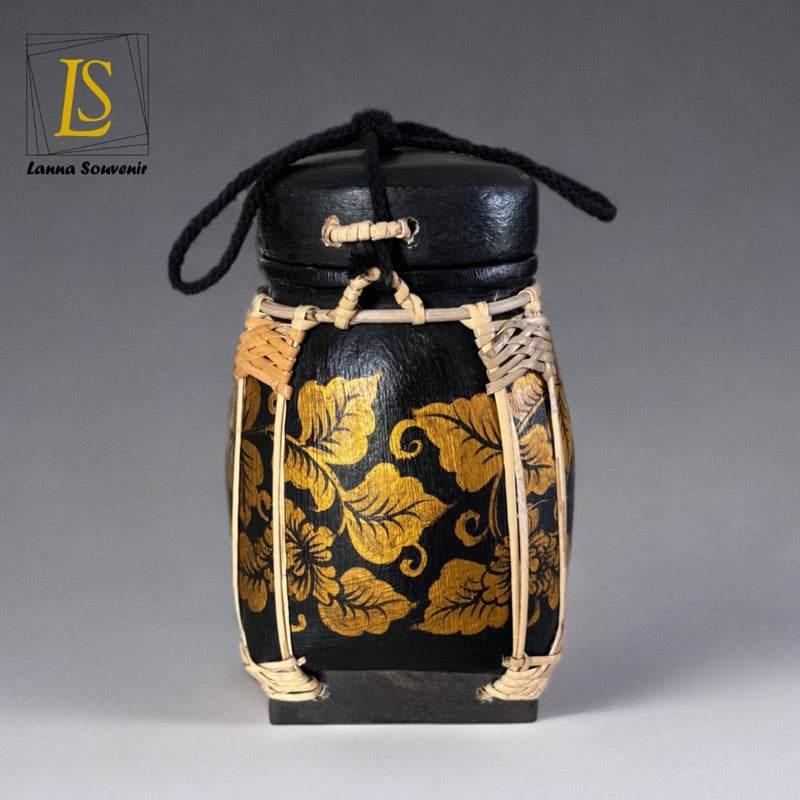 Handmade Thai Bamboo Rice Box - Thai Kratip Khao Storage Jar for Rice and Grains B96