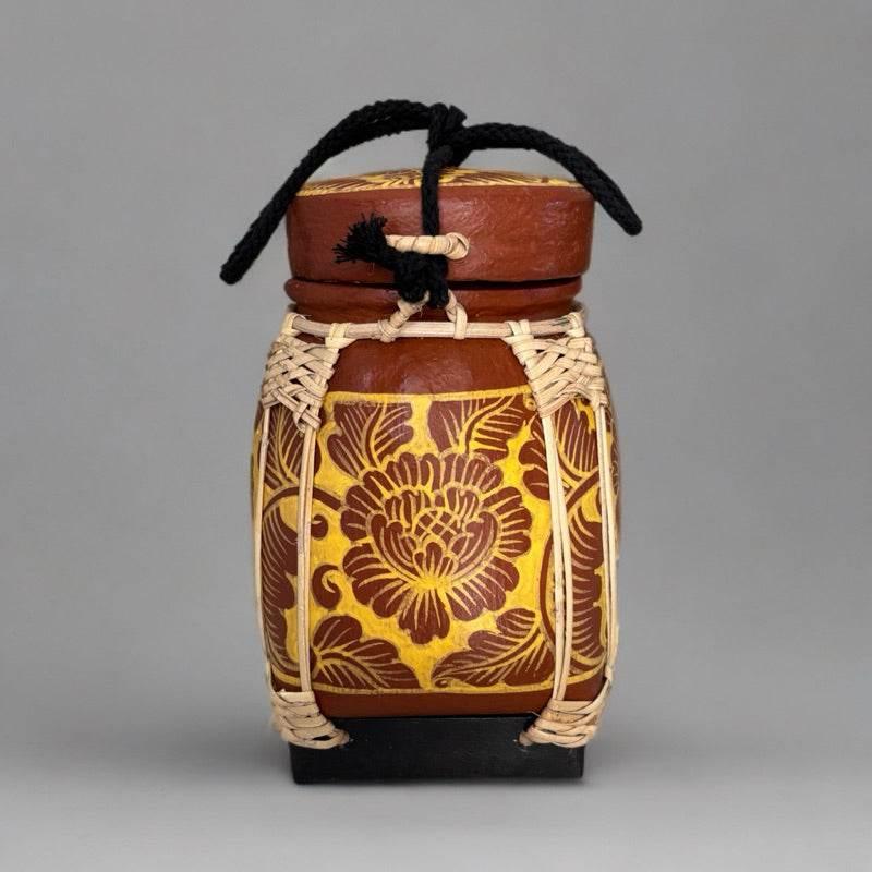Handmade Thai Bamboo Rice Box - Thai Kratip Khao Storage Jar for Rice and Grains B110