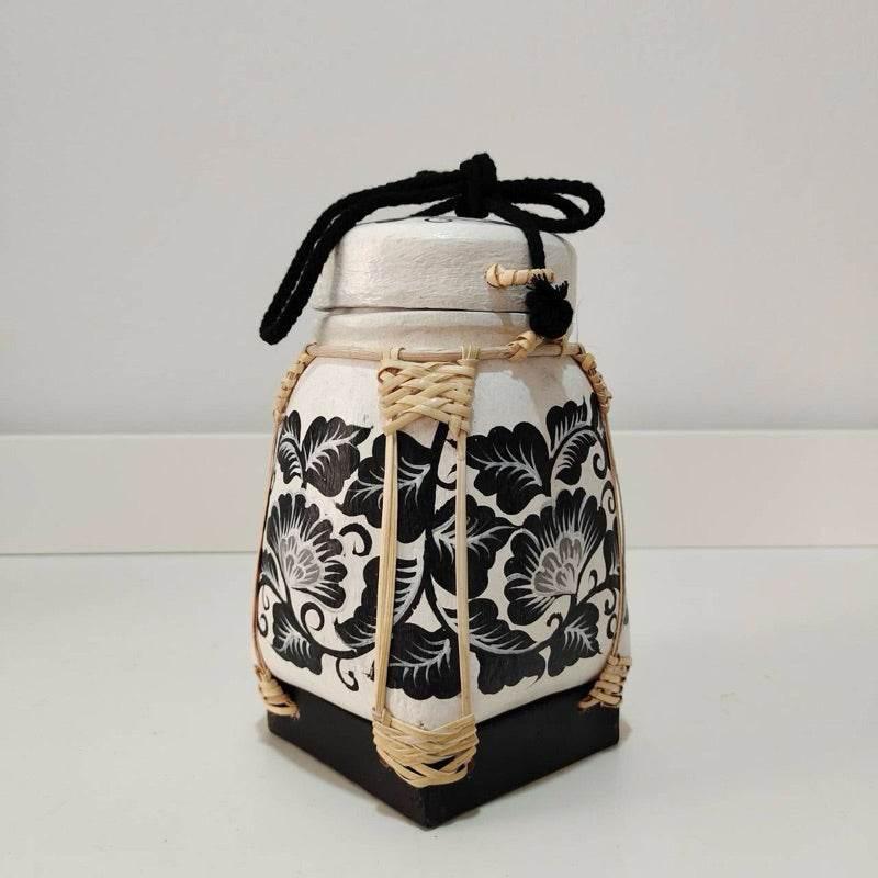 Handmade Thai Bamboo Rice Box - Thai Kratip Khao Storage Jar for Rice and Grains B20
