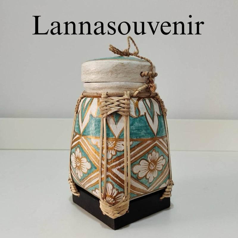 Handmade Thai Bamboo Rice Box - Thai Kratip Khao Storage Jar for Rice and Grains B17