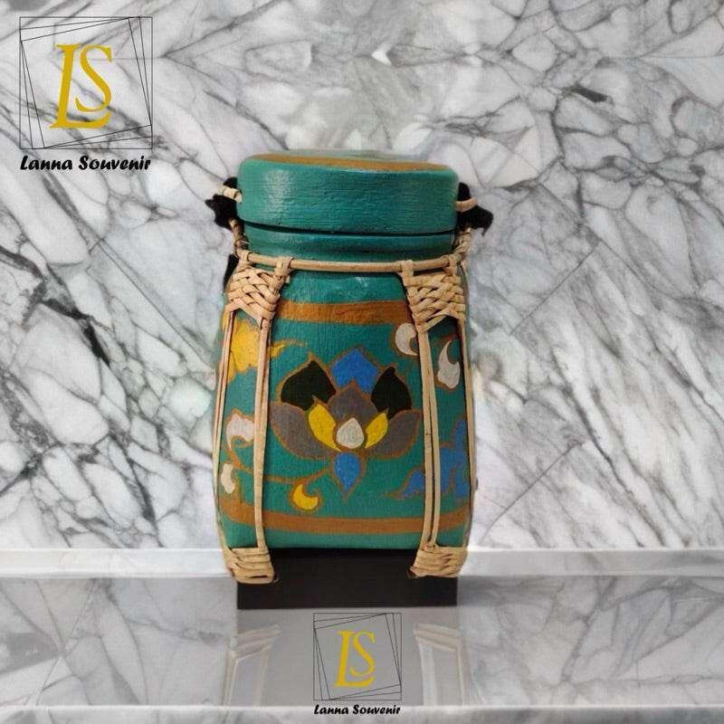 Handmade Thai Bamboo Rice Box - Thai Kratip Khao Storage Jar for Rice and Grains B57