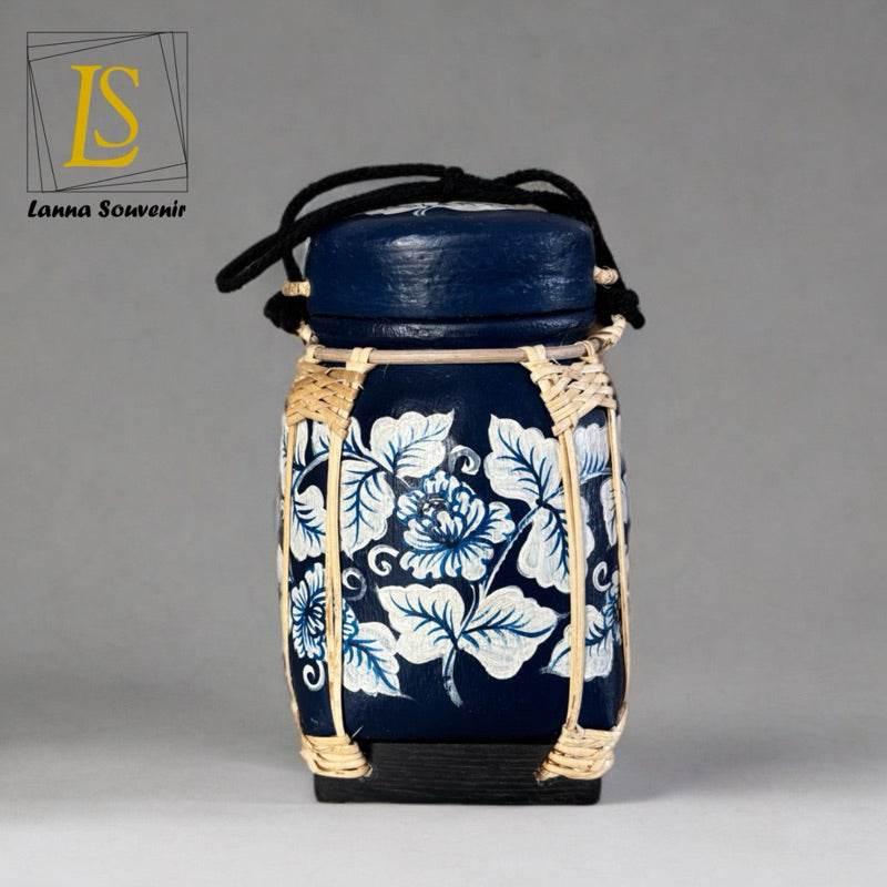 Handmade Thai Bamboo Rice Box - Thai Kratip Khao Storage Jar for Rice and Grains B97