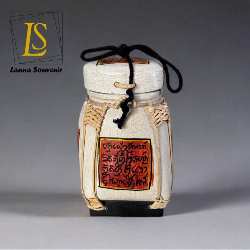 Handmade Thai Bamboo Rice Box - Thai Kratip Khao Storage Jar for Rice and Grains B92