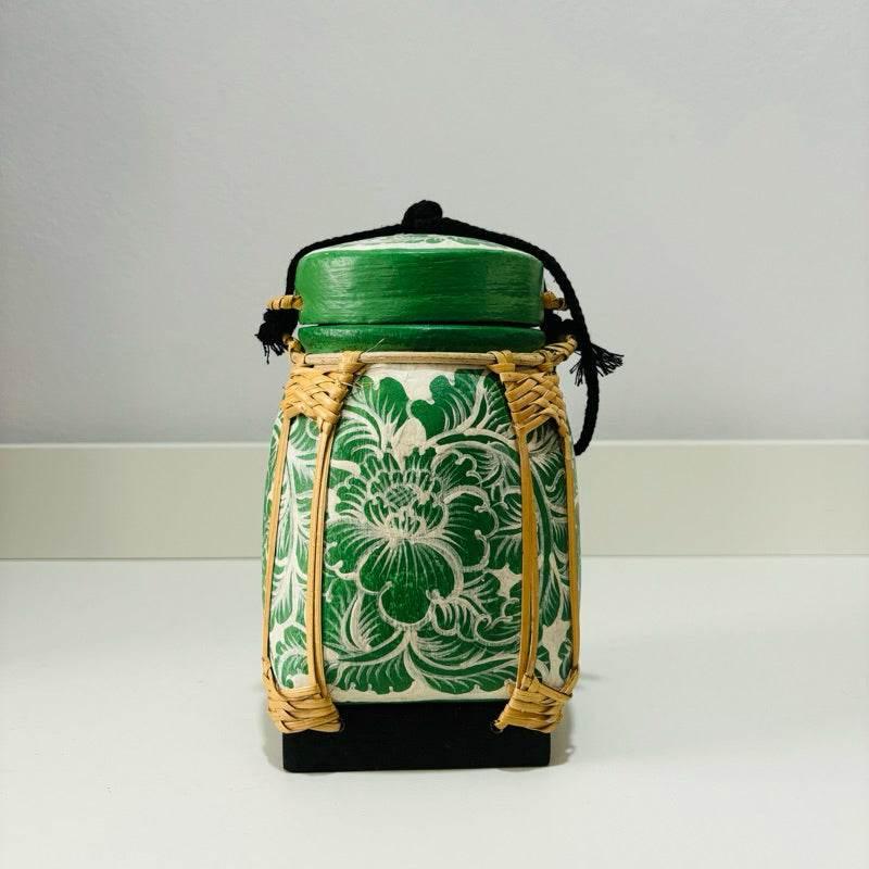 Handmade Thai Bamboo Rice Box - Thai Kratip Khao Storage Jar for Rice and Grains B52