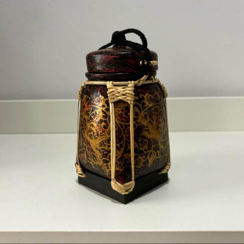 Handmade Thai Bamboo Rice Box - Thai Kratip Khao Storage Jar for Rice and Grains B50