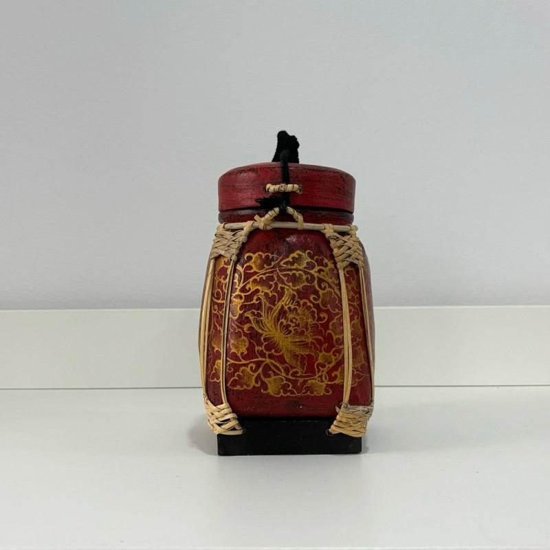 Handmade Thai Bamboo Rice Box - Thai Kratip Khao Storage Jar for Rice and Grains B32