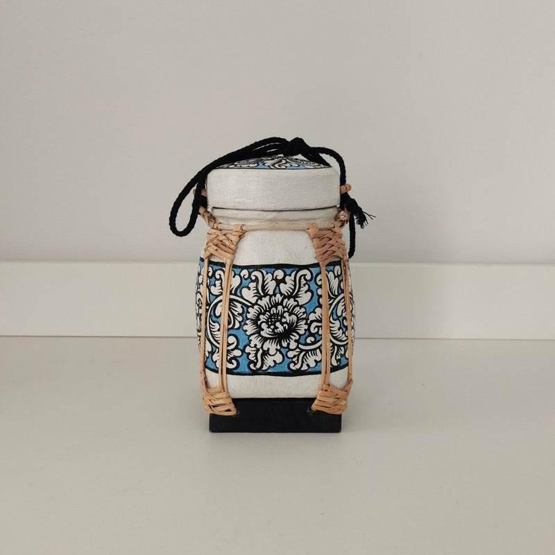 Handmade Thai Bamboo Rice Box - Thai Kratip Khao Storage Jar for Rice and Grains B7