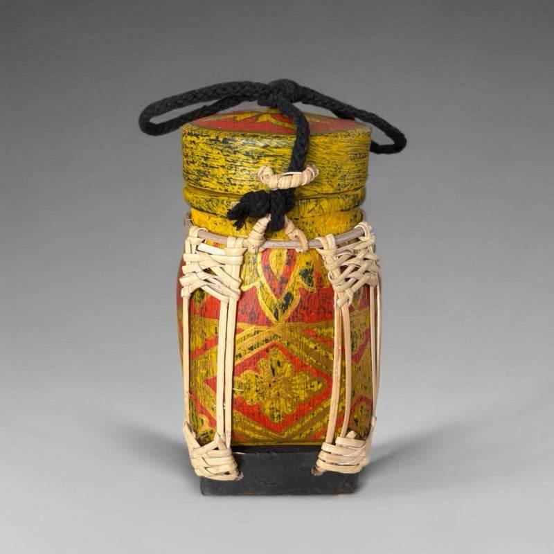 Handmade Thai Rice Basket Vase - Mini Lanna Bamboo Decorative Jar A34