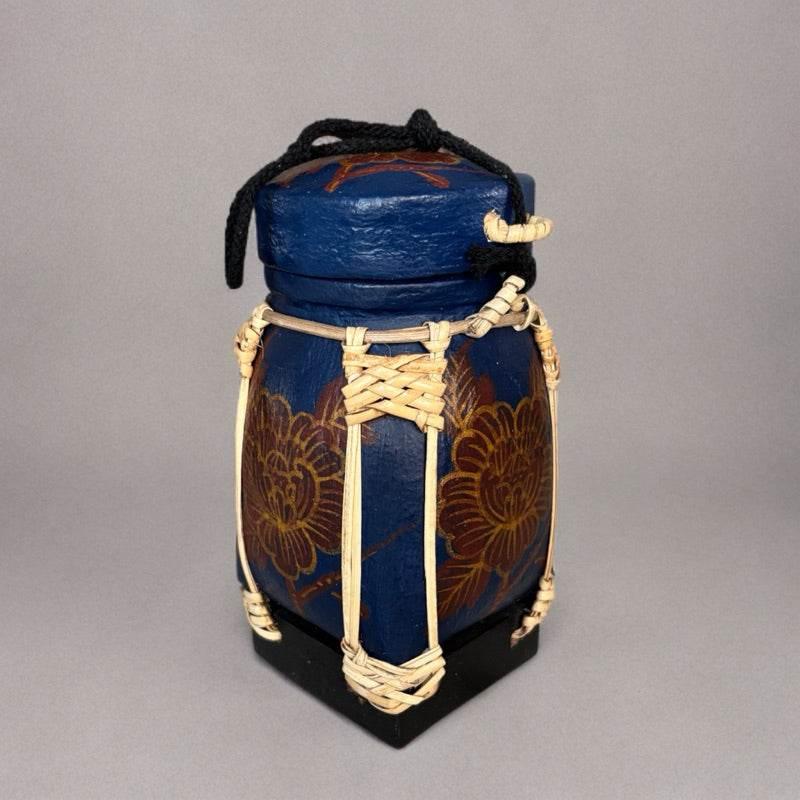 Handmade Thai Rice Basket Vase - Mini Lanna Bamboo Decorative Jar A41