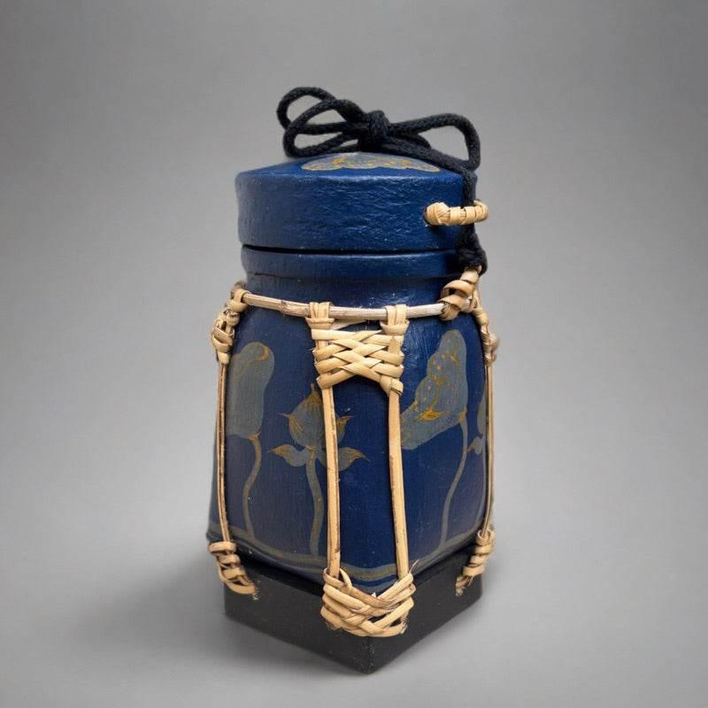 Handmade Thai Rice Basket Vase - Mini Lanna Bamboo Decorative Jar A48