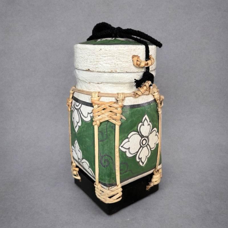Handmade Thai Rice Basket Vase - Mini Lanna Bamboo Decorative Jar A43