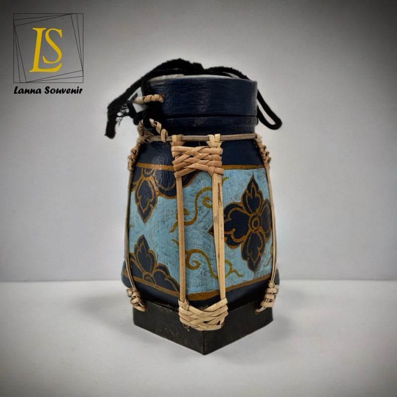 Handmade Thai Rice Basket Vase - Mini Lanna Bamboo Decorative Jar A29