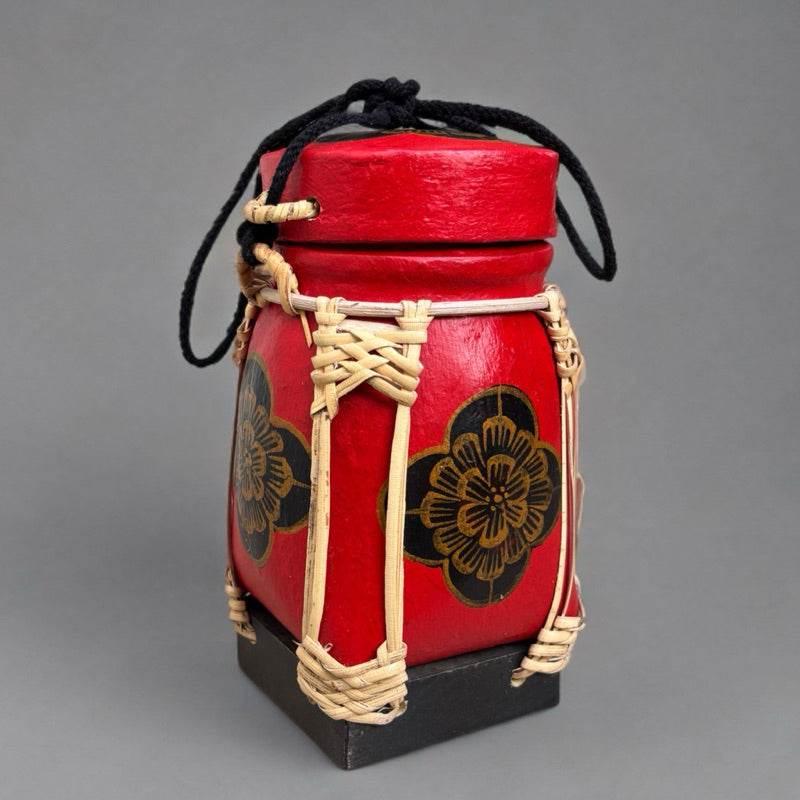 Handmade Thai Rice Basket Vase - Mini Lanna Bamboo Decorative Jar A15